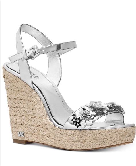 michael kors jill wedge silver|Jill Logo and Leather Wedge .